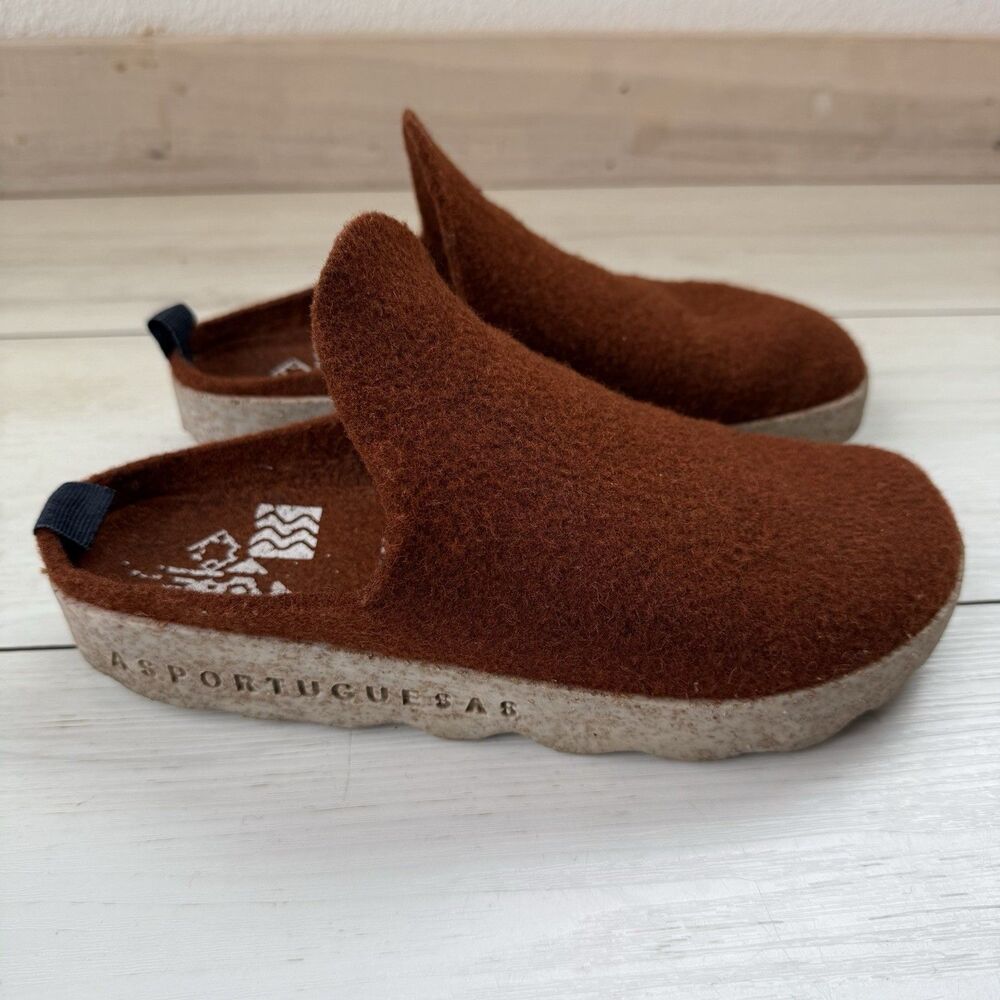 ASPORTUGUESAS Womens US 7.5-8 / EU38 Orange Comfort Shoes Wool Felt Slip Ons